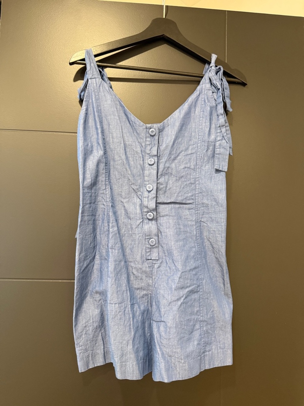 Light Blue Tie-Shoulder Button Front romper